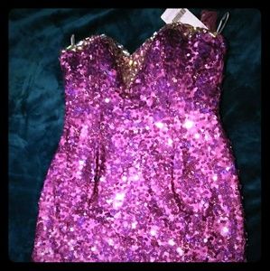 Brand New Hot Pink sequin Mini cocktail dress